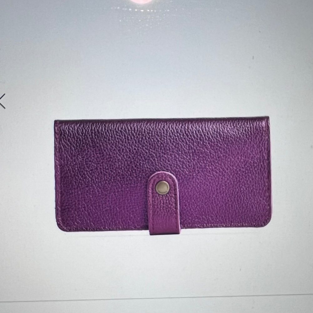 Portland Leather Goods Women's Bifold Wallet Ultra Violet Metallic NEW